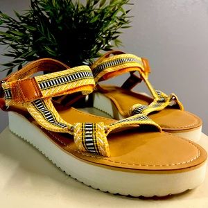Yellow Sandals with velcro straps, Fashion,